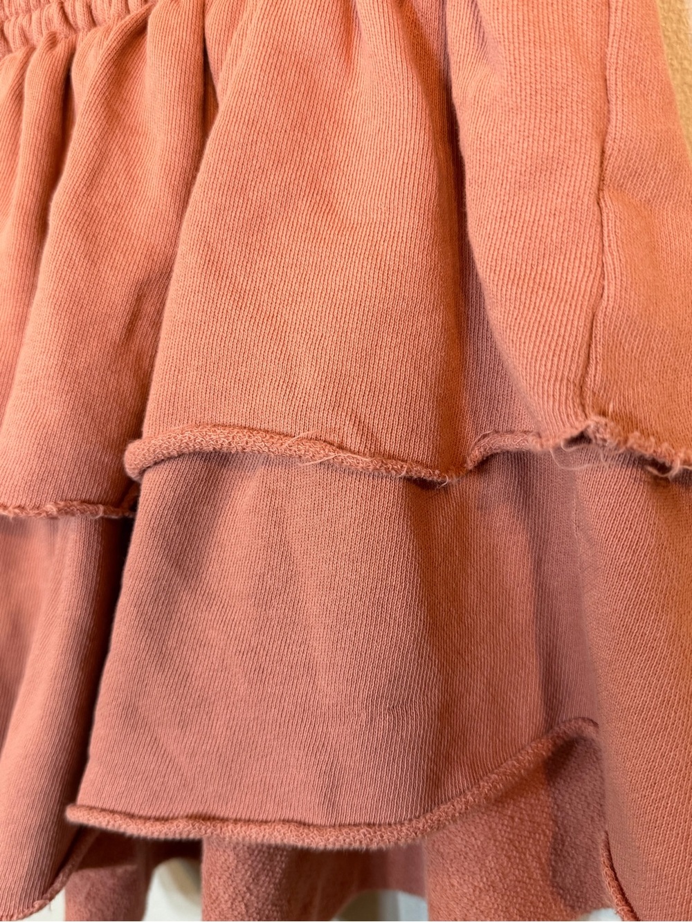 Aerie Tiered Ruffle Mini Skirt XS Dusty Rose 100% Cotton Boho Cottagecore - Picture 6 of 8